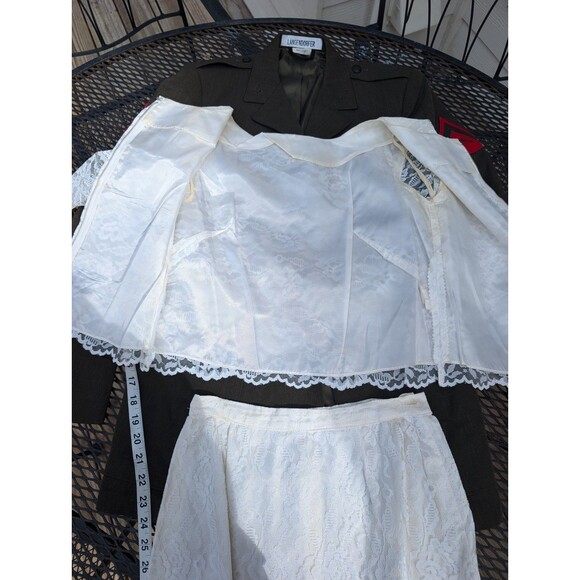 Vintage 1950s Wedding Two Piece Set Lace Handmade Small Ivory Top Skirt Suit - Picture 8 of 13